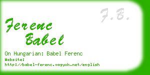 ferenc babel business card